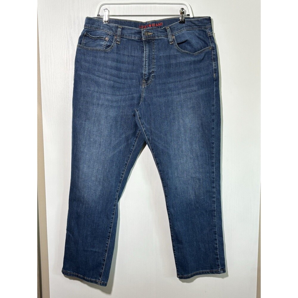 Lucky Brand 410 Athletic Straight Jeans Mens 38x30 Blue Stretch Denim